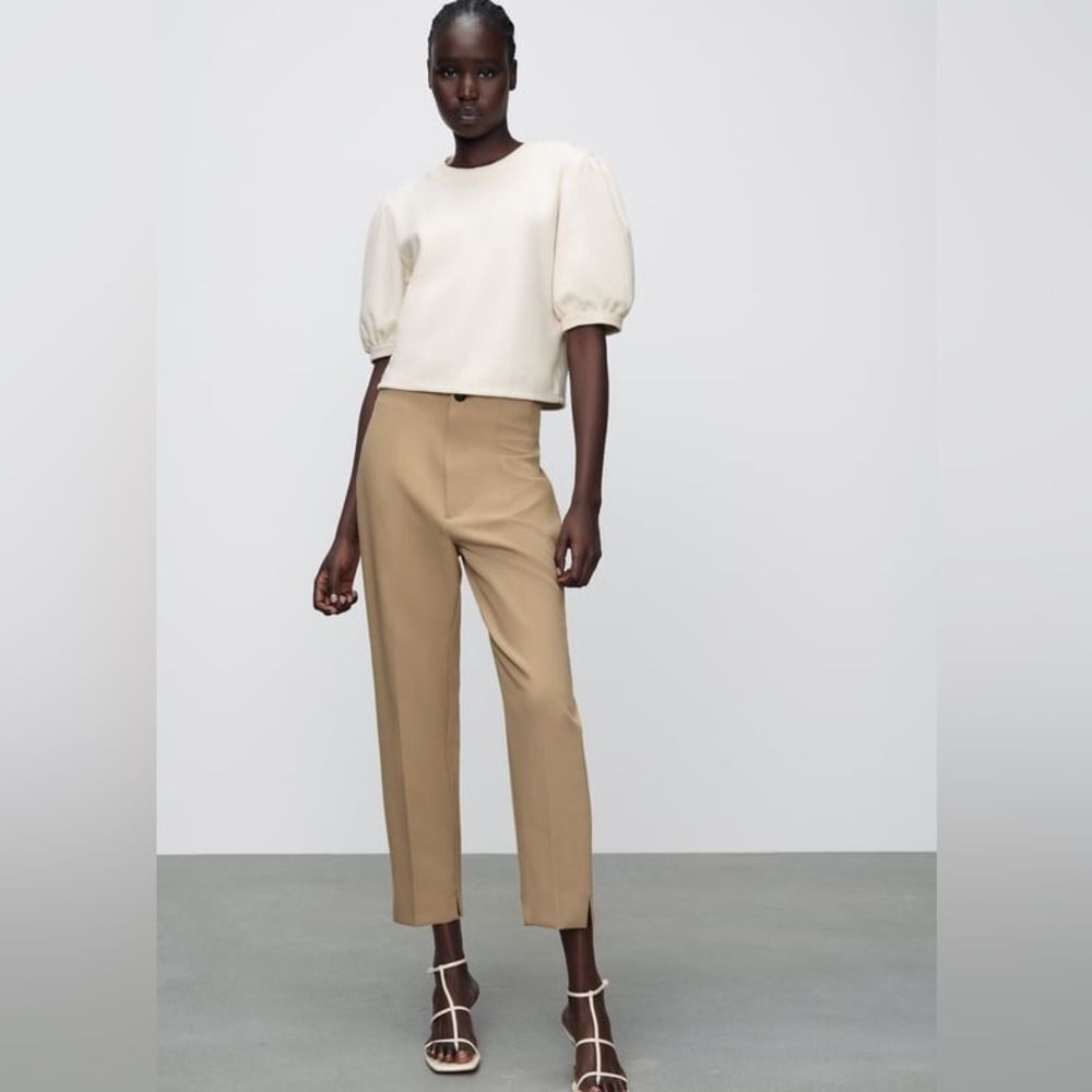 ZARA HIGH-WAIST SPLIT-HEM TROUSERS US 4
